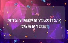 为什么学传媒就是个坑(为什么学传媒就是个坑啊)