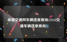 承德交通网车辆违章查询(12123交通车辆违章查询)