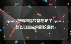 oppor17密码和指纹都忘记了(oppor17怎么设置应用指纹密码)