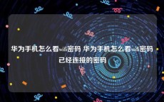 华为手机怎么看wifi密码 华为手机怎么看wifi密码已经连接的密码