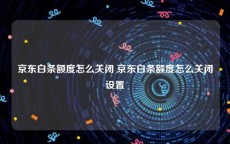 京东白条额度怎么关闭 京东白条额度怎么关闭设置