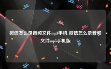 微信怎么录音频文件mp3手机 微信怎么录音频文件mp3手机版