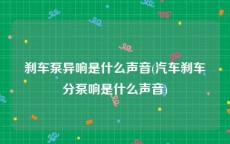 刹车泵异响是什么声音(汽车刹车分泵响是什么声音)