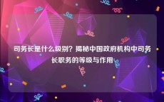 司务长是什么级别？揭秘中国政府机构中司务长职务的等级与作用