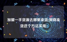 加盟一手货源去哪里拿货(微商拿货这个方法实用)