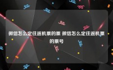 微信怎么定往返机票的票 微信怎么定往返机票的票号