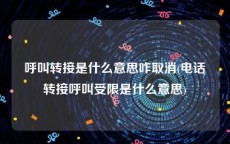 呼叫转接是什么意思咋取消(电话转接呼叫受限是什么意思)