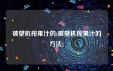 破壁机榨果汁的(破壁机榨果汁的方法)