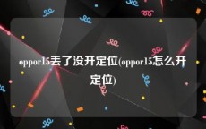 oppor15丢了没开定位(oppor15怎么开定位)