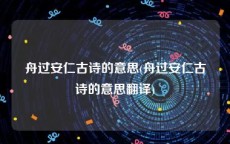 舟过安仁古诗的意思(舟过安仁古诗的意思翻译)