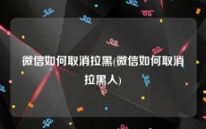 微信如何取消拉黑(微信如何取消拉黑人)