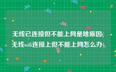 无线已连接但不能上网是啥原因(无线wifi连接上但不能上网怎么办)