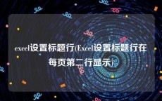 excel设置标题行(Excel设置标题行在每页第二行显示)