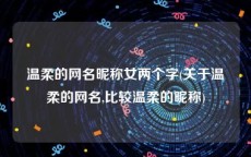 温柔的网名昵称女两个字(关于温柔的网名,比较温柔的昵称)