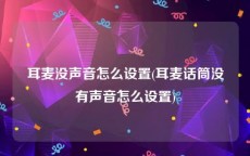 耳麦没声音怎么设置(耳麦话筒没有声音怎么设置)