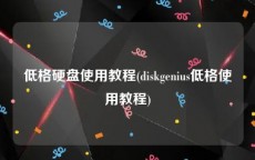 低格硬盘使用教程(diskgenius低格使用教程)