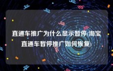 直通车推广为什么显示暂停(淘宝直通车暂停推广如何恢复)