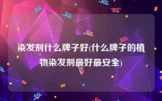 染发剂什么牌子好(什么牌子的植物染发剂最好最安全)