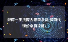 微商一手货源去哪里拿货(微商代理价拿货攻略)