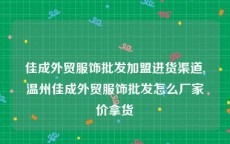 佳成外贸服饰批发加盟进货渠道,温州佳成外贸服饰批发怎么厂家价拿货