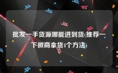 批发一手货源哪能进到货(推荐一下微商拿货4个方法)