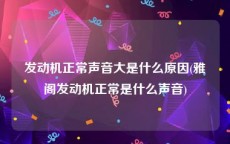 发动机正常声音大是什么原因(雅阁发动机正常是什么声音)