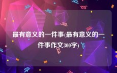 最有意义的一件事(最有意义的一件事作文300字)