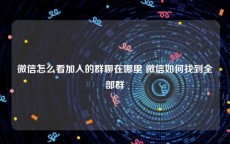 微信怎么看加入的群聊在哪里 微信如何找到全部群