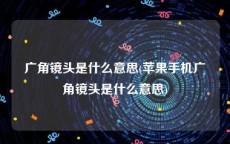 广角镜头是什么意思(苹果手机广角镜头是什么意思)