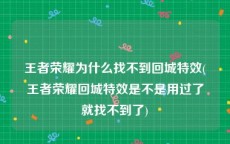 王者荣耀为什么找不到回城特效(王者荣耀回城特效是不是用过了就找不到了)