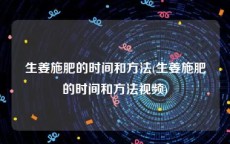 生姜施肥的时间和方法(生姜施肥的时间和方法视频)