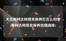 大众斯柯达柯珞克保养灯怎么归零(斯柯达柯珞克保养信息消除)