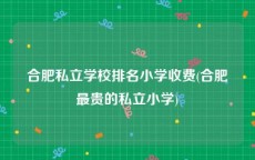 合肥私立学校排名小学收费(合肥最贵的私立小学)