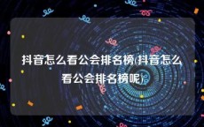 抖音怎么看公会排名榜(抖音怎么看公会排名榜呢)