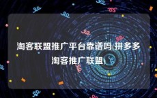 淘客联盟推广平台靠谱吗(拼多多淘客推广联盟)