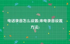 电话录音怎么设置(来电录音设置方法)