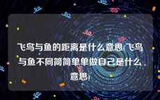 飞鸟与鱼的距离是什么意思(飞鸟与鱼不同简简单单做自己是什么意思)