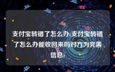 支付宝转错了怎么办(支付宝转错了怎么办能收回来吗对方为完善信息)