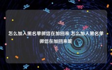 怎么加入黑名单微信在加回来 怎么加入黑名单微信在加回来呢