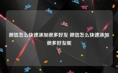 微信怎么快速添加很多好友 微信怎么快速添加很多好友呢