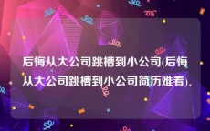 后悔从大公司跳槽到小公司(后悔从大公司跳槽到小公司简历难看)