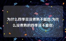 为什么四季豆没煮熟不能吃(为什么没煮熟的四季豆不能吃)