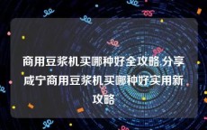 商用豆浆机买哪种好全攻略,分享咸宁商用豆浆机买哪种好实用新攻略