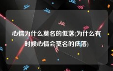 心情为什么莫名的低落(为什么有时候心情会莫名的低落)