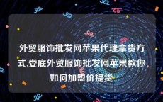 外贸服饰批发网苹果代理拿货方式,娄底外贸服饰批发网苹果教你如何加盟价提货