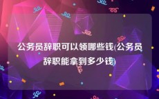 公务员辞职可以领哪些钱(公务员辞职能拿到多少钱)