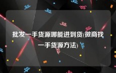 批发一手货源哪能进到货(微商找一手货源方法)