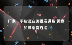 厂家一手货源在哪批发进货(微商加盟拿货方法)