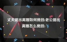 丈夫提出离婚如何挽回(老公提出离婚怎么挽回)