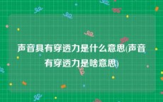 声音具有穿透力是什么意思(声音有穿透力是啥意思)